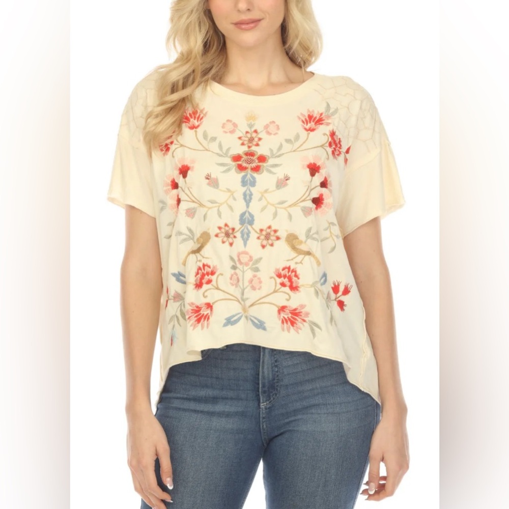 Johnny Was Clara Embroidered Swing Tee | Sz S